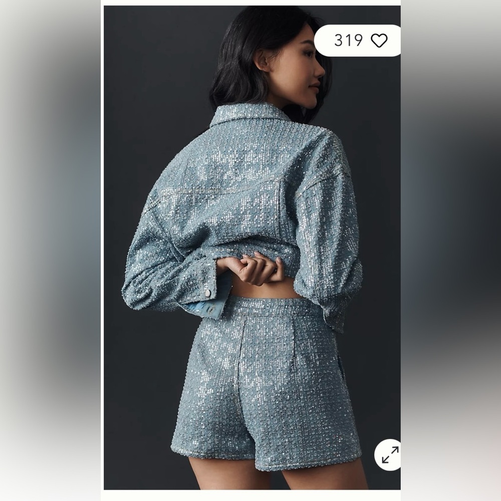Women's Blue Tweed sequin shorts from Anthropologie - Picture 6 of 7